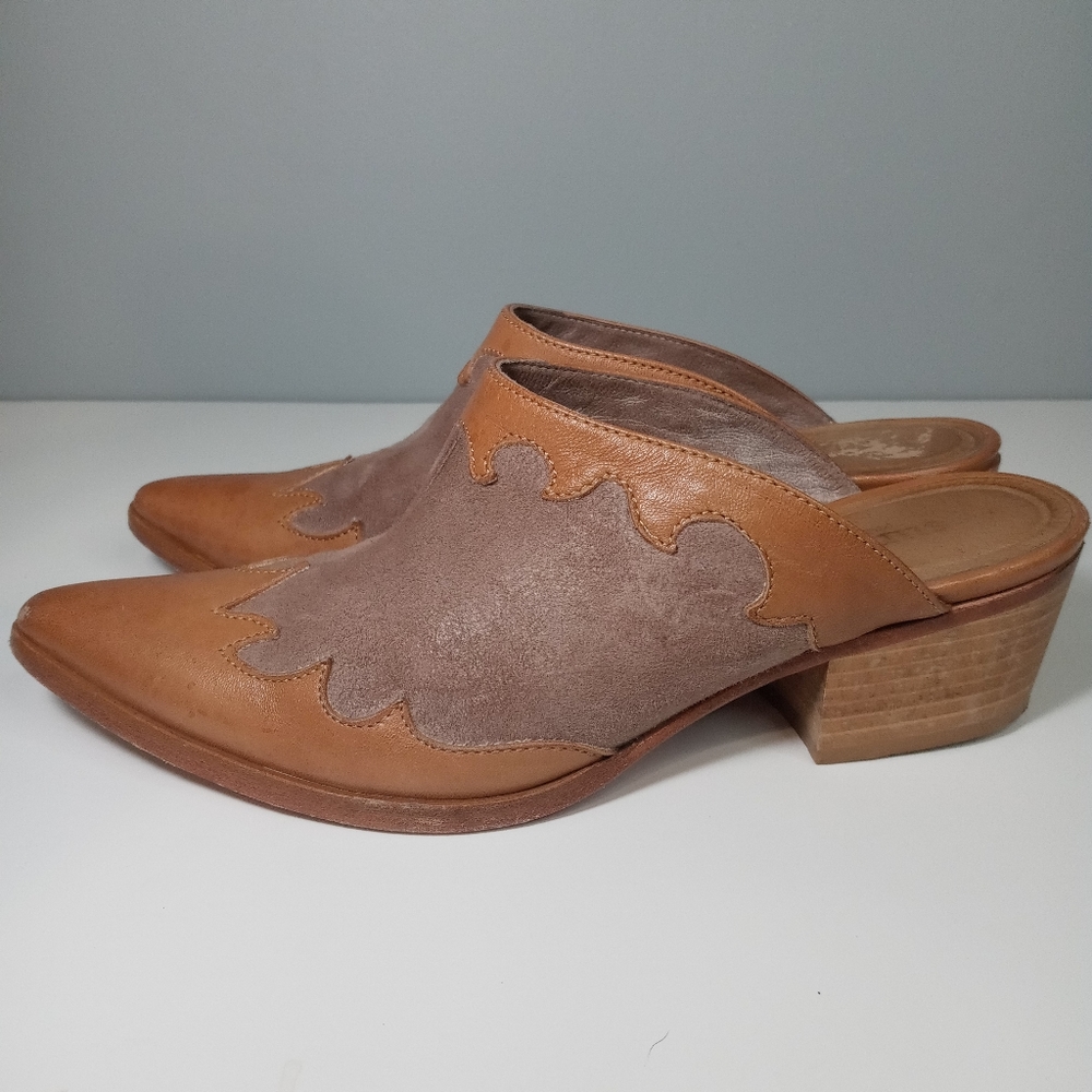 Womens Sundance Tan Leather Slip On Mules